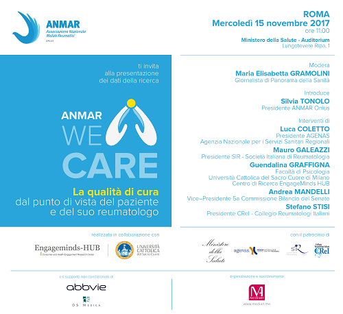 Locandina dell'evento di presentazione di WE CARE